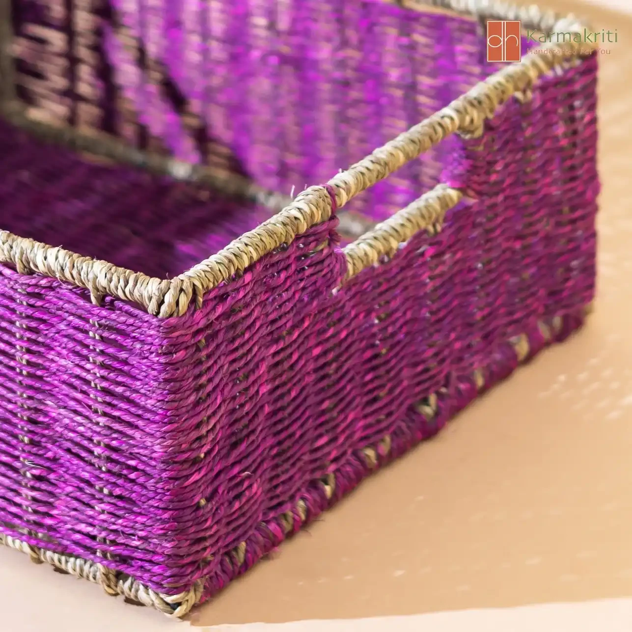 Buy Wicker storage basket | Wicker Wardrobe Organizer - Purple