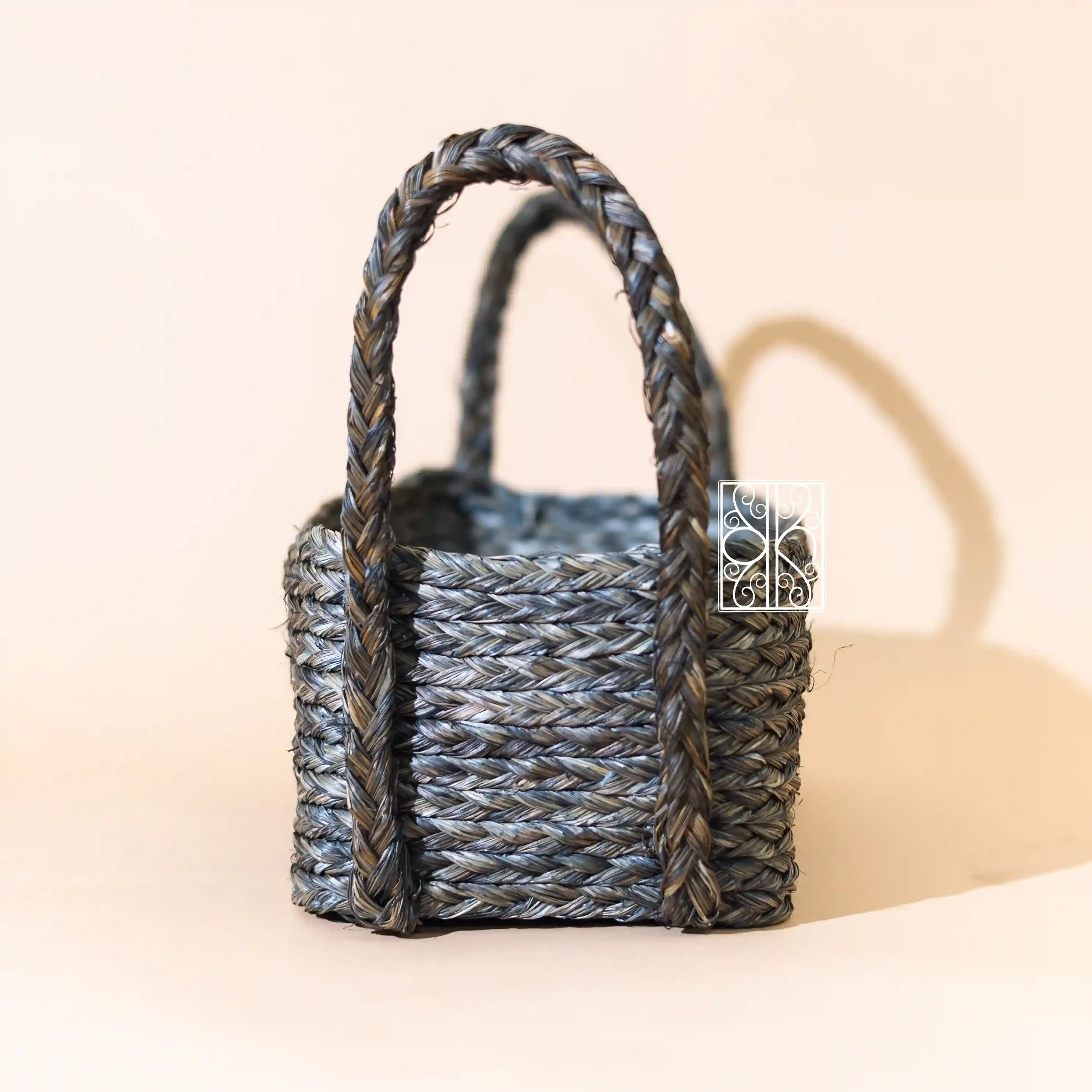 Gray Seagrass Towel Basket