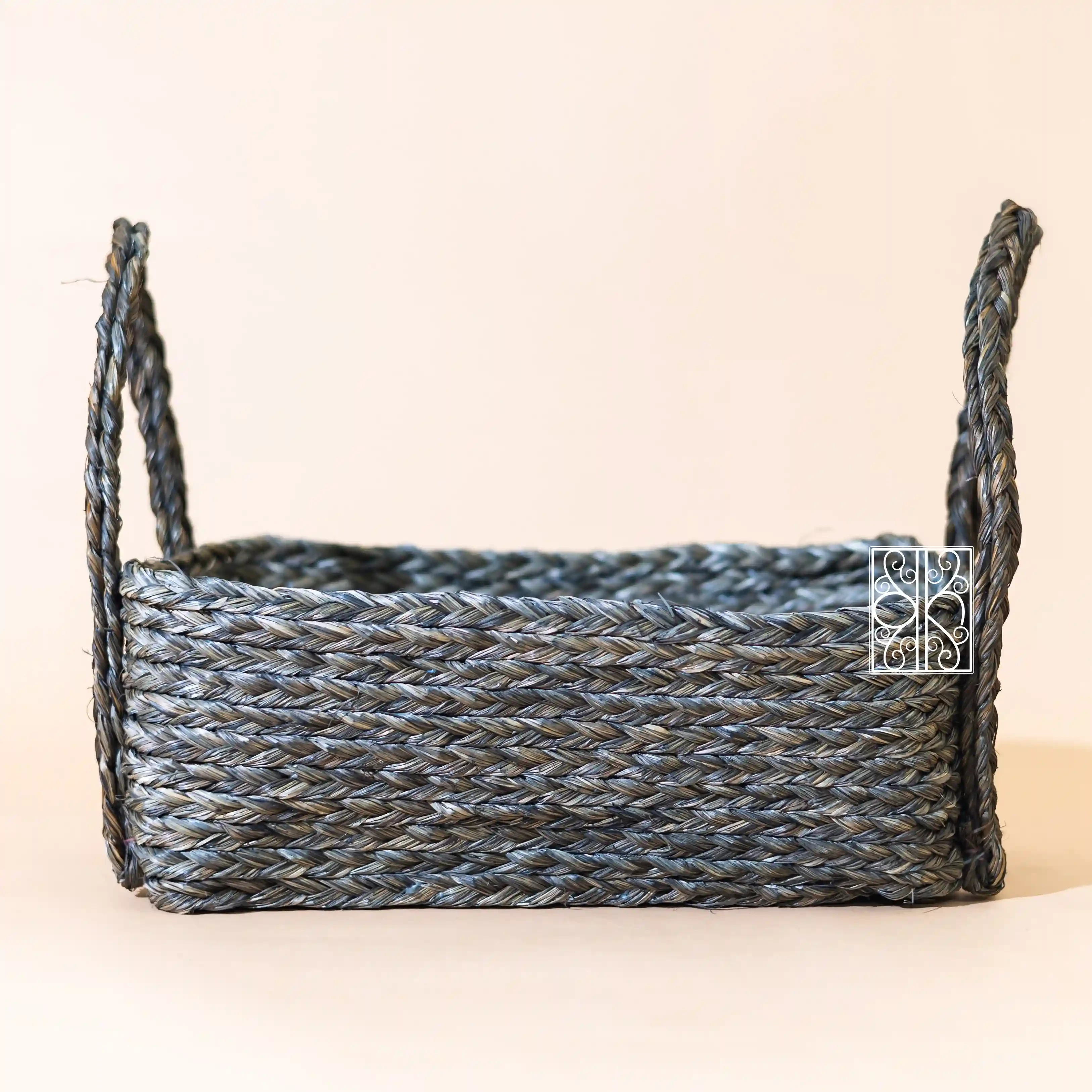 Gray Seagrass Towel Basket