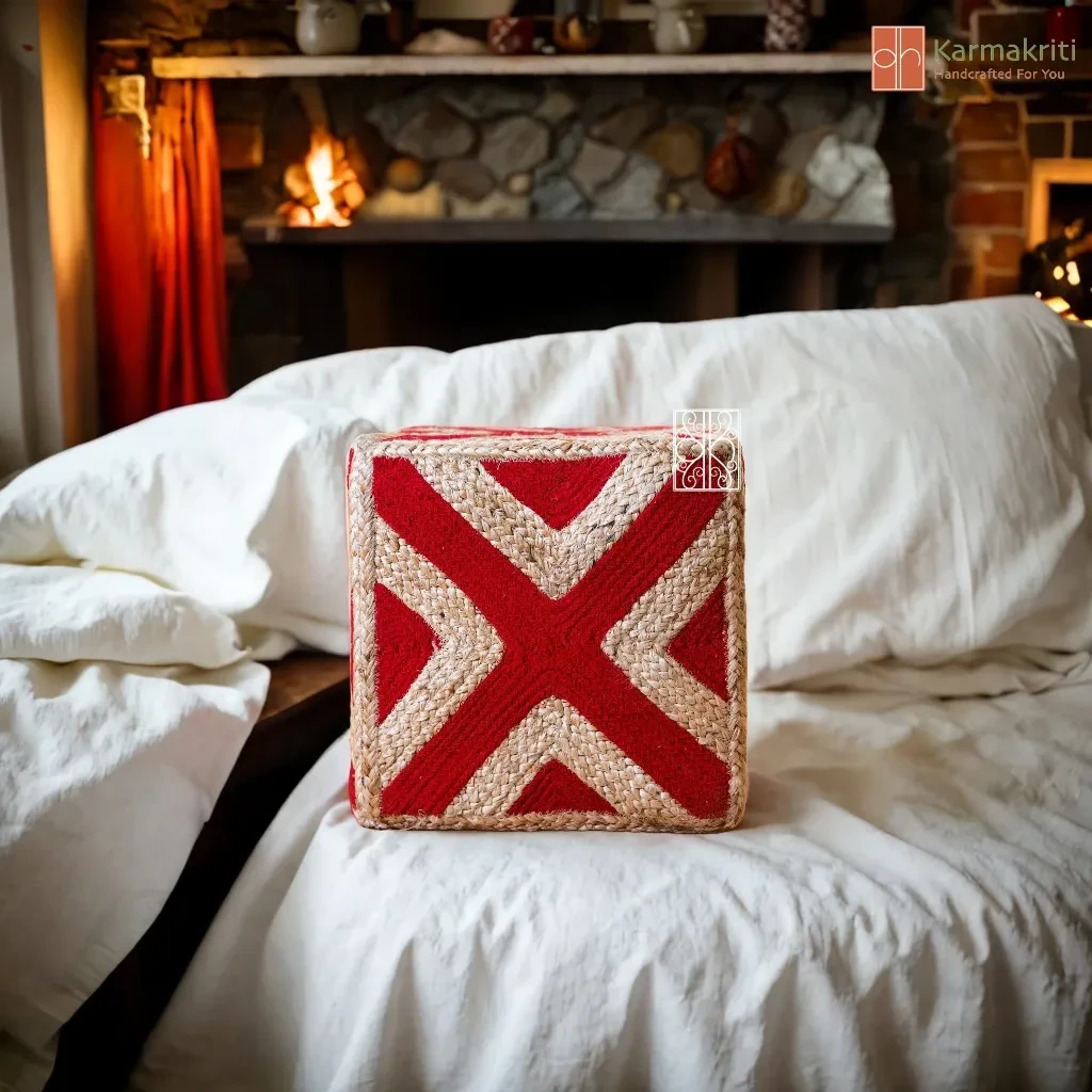 Cotton and Jute Pouf