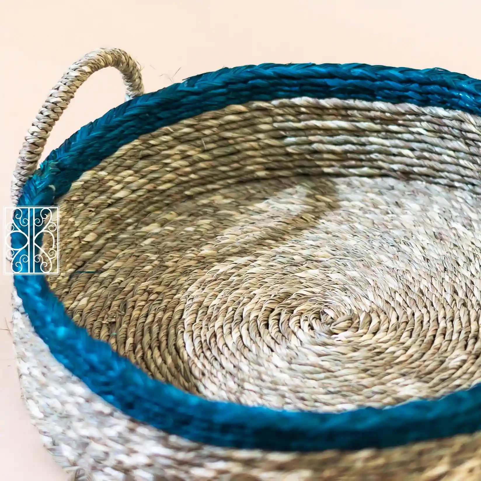 Buy White and Blue open wicker Basket - Dining Table Organizer