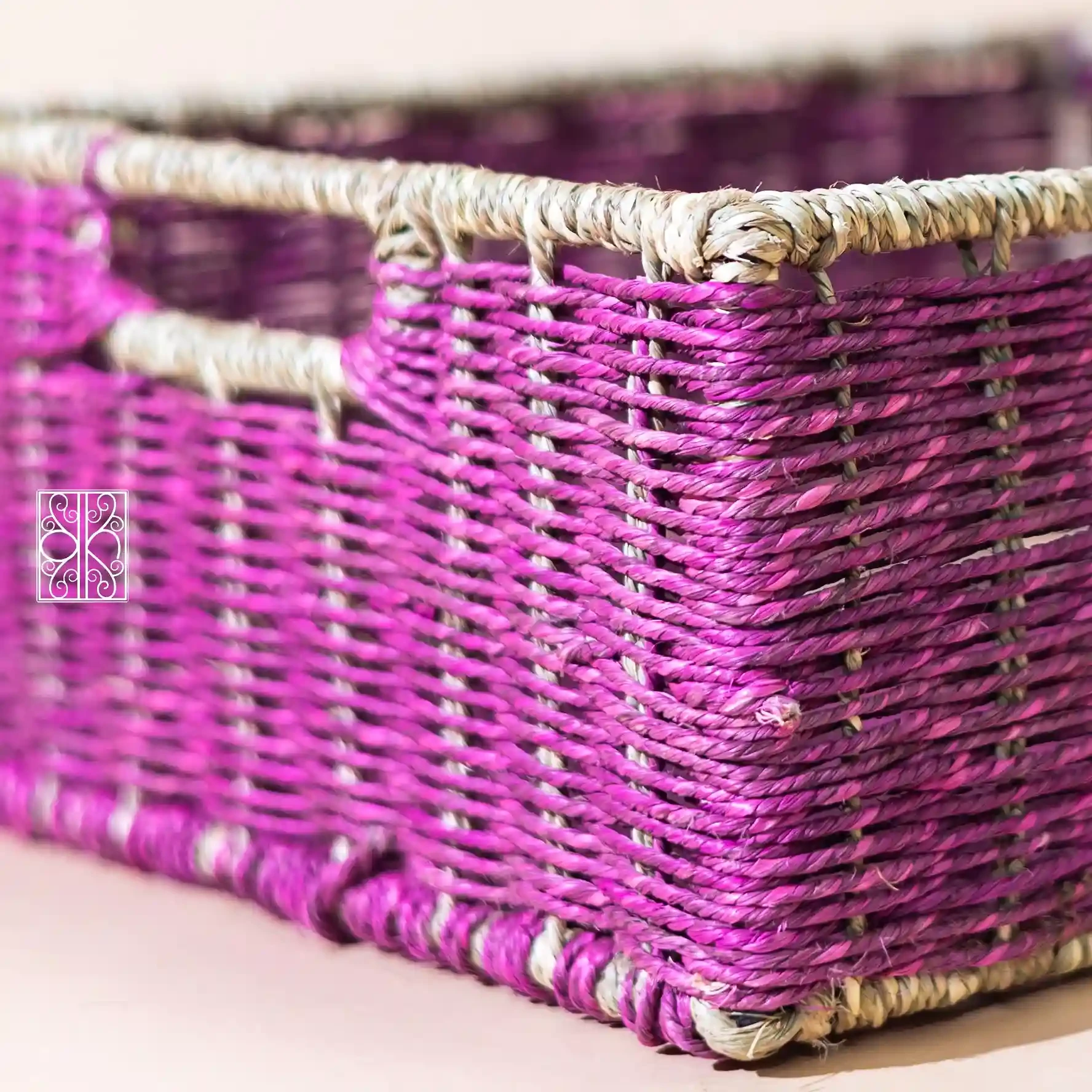 Buy Wicker storage basket | Wicker Wardrobe Organizer - Purple