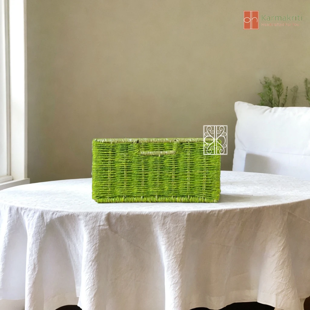 Buy Wicker storage basket | Wicker Wardrobe Organizer - Green