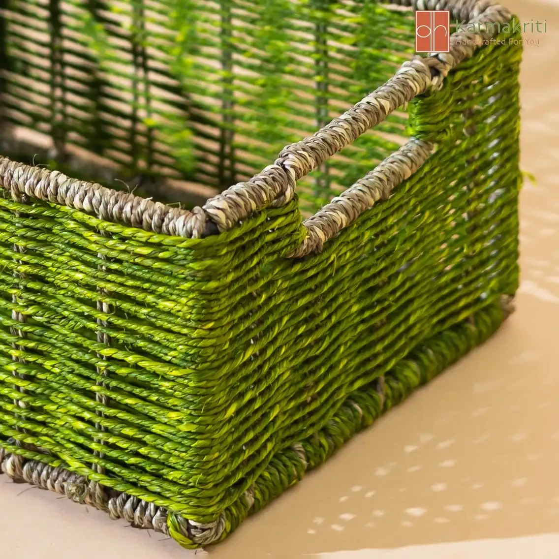 Buy Wicker storage basket | Wicker Wardrobe Organizer - Green