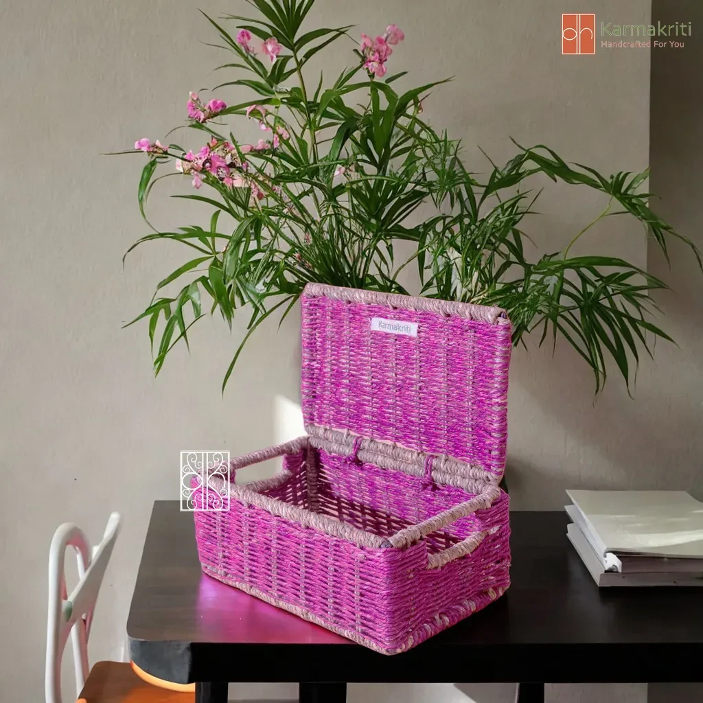 Buy Wicker Storage box -purple
