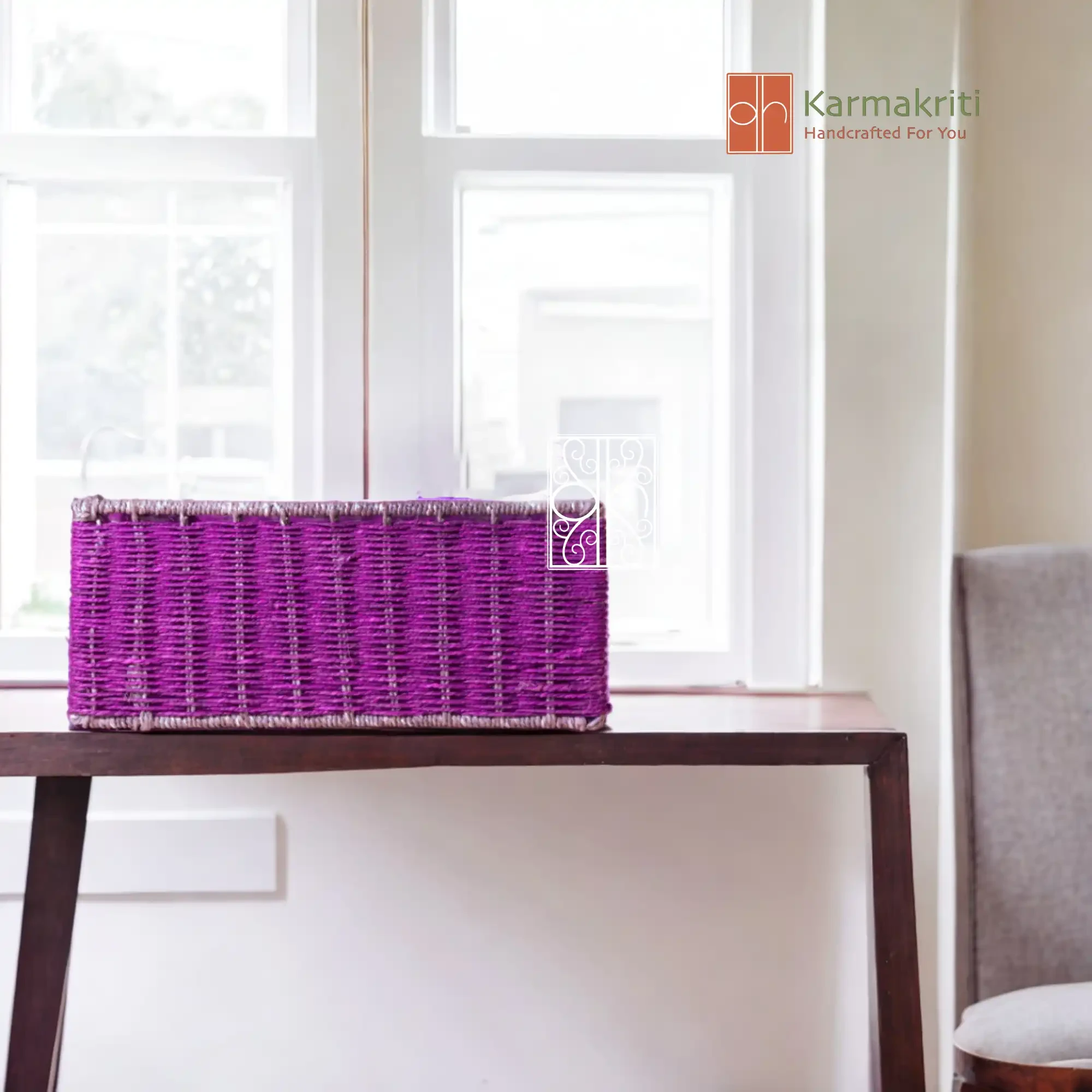 Buy Wicker storage basket | Wicker Wardrobe Organizer - Purple